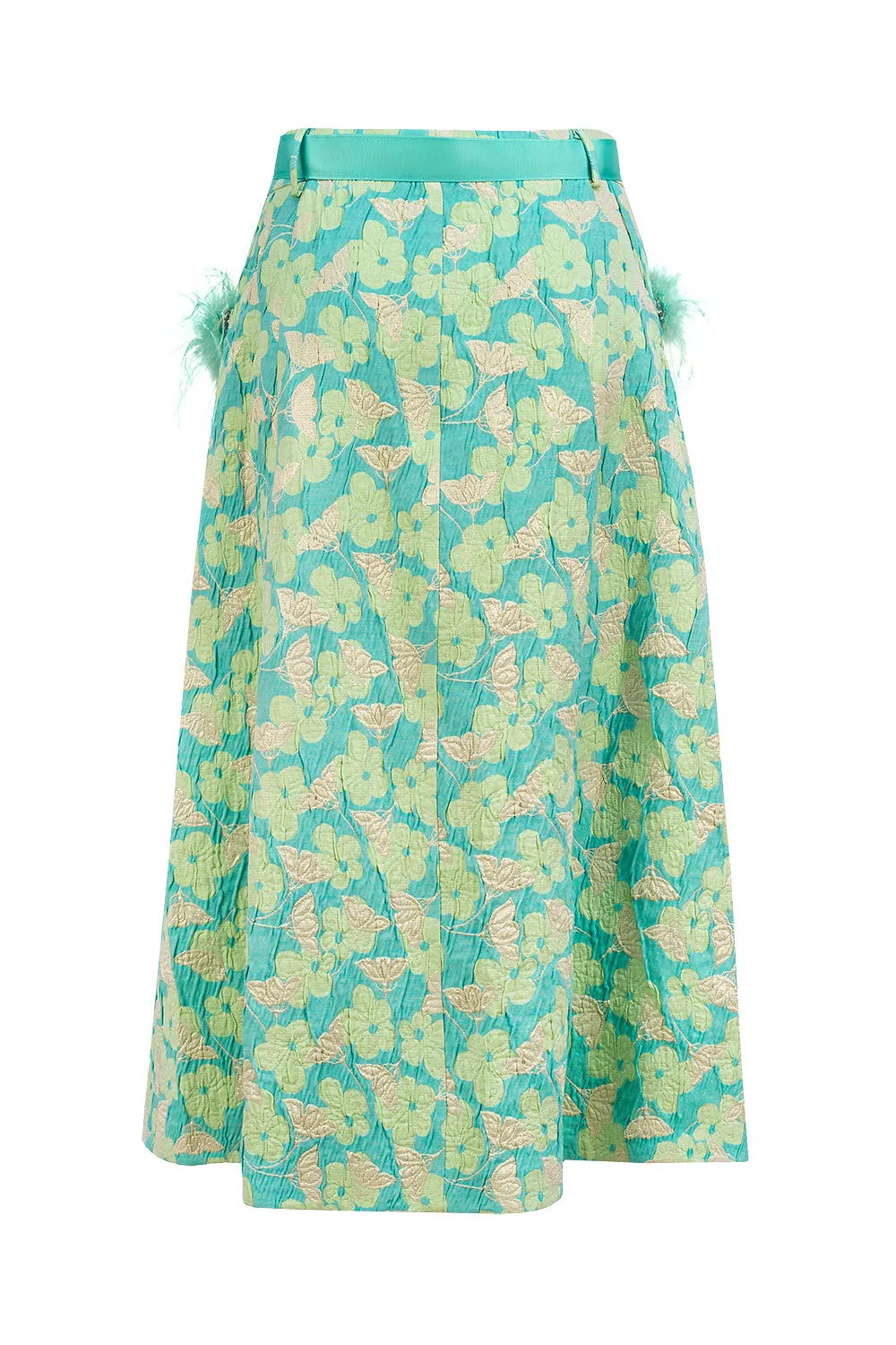 Mint Skirt With Feather Details