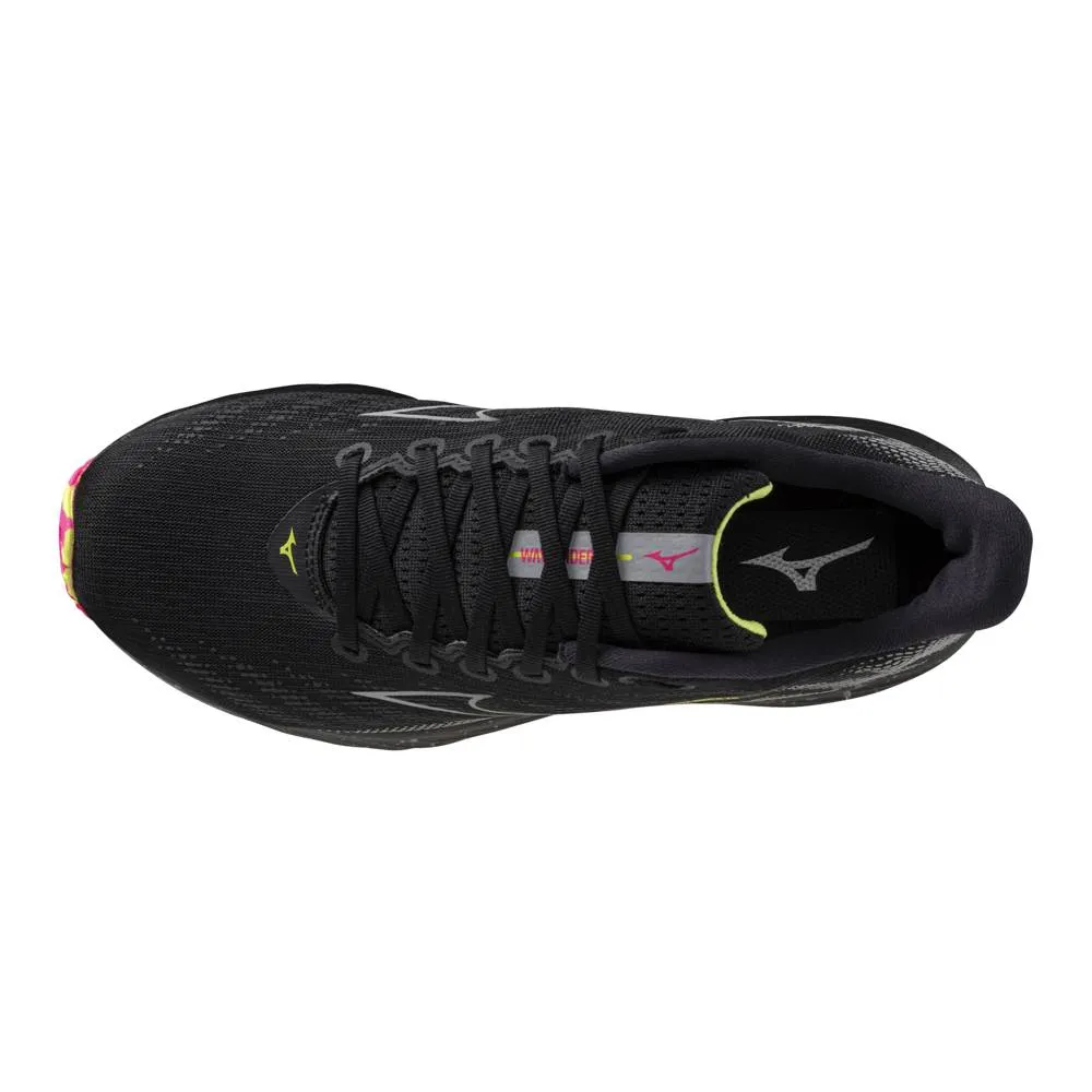 Mizuno Wave Rider 28 (Unisex) - Black/Silver/Sunny Lime