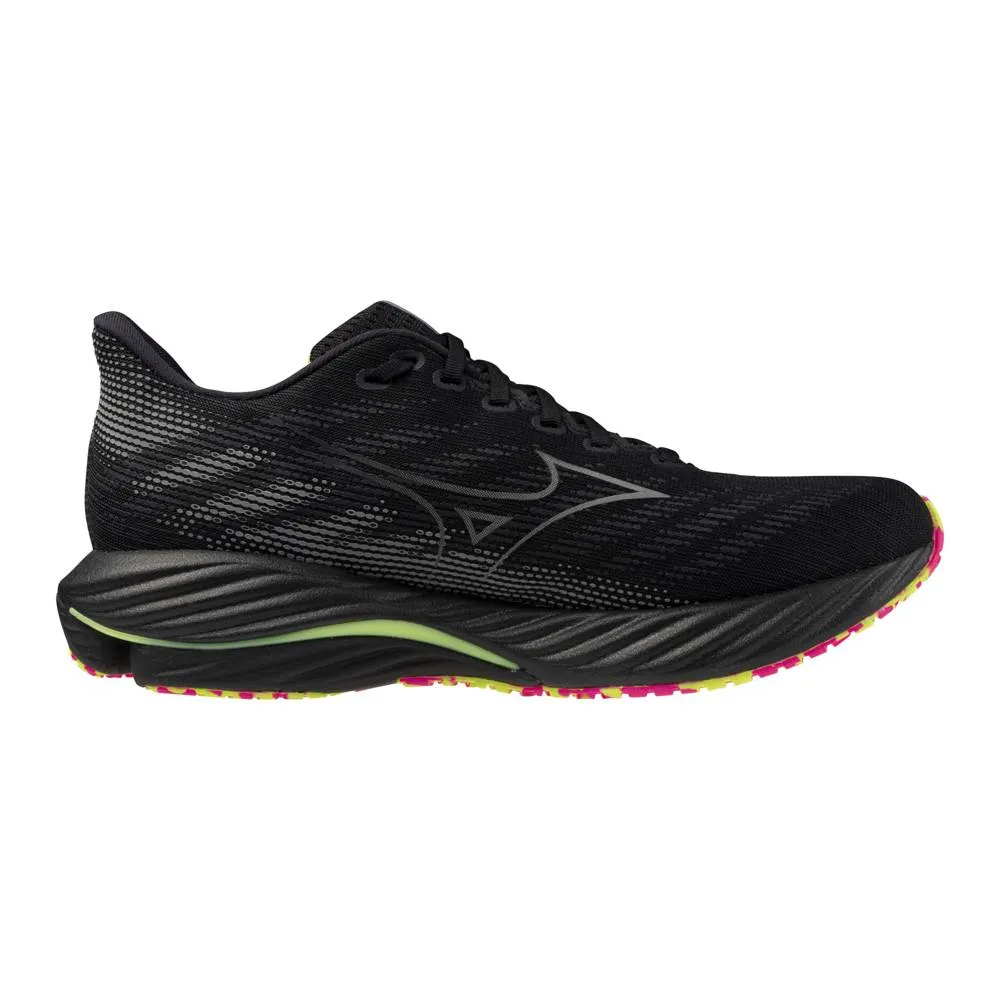 Mizuno Wave Rider 28 (Unisex) - Black/Silver/Sunny Lime