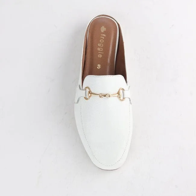 Mule with Gold Trim in White - 12450