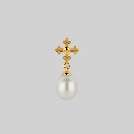 OPHELIA. Medieval Cross Stud Earring - Gold