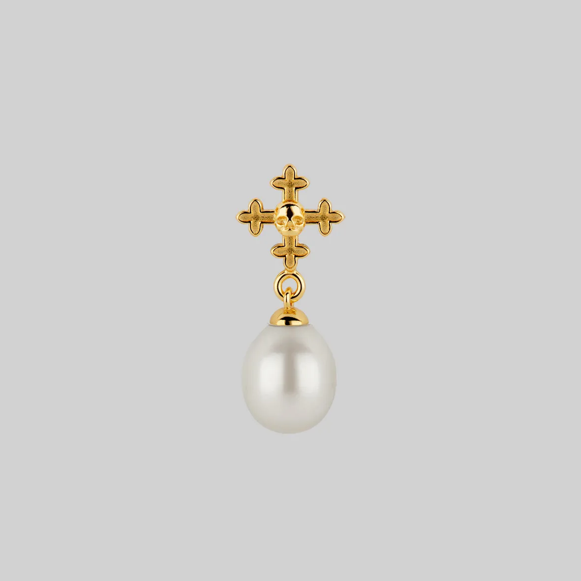 OPHELIA. Medieval Cross Stud Earring - Gold