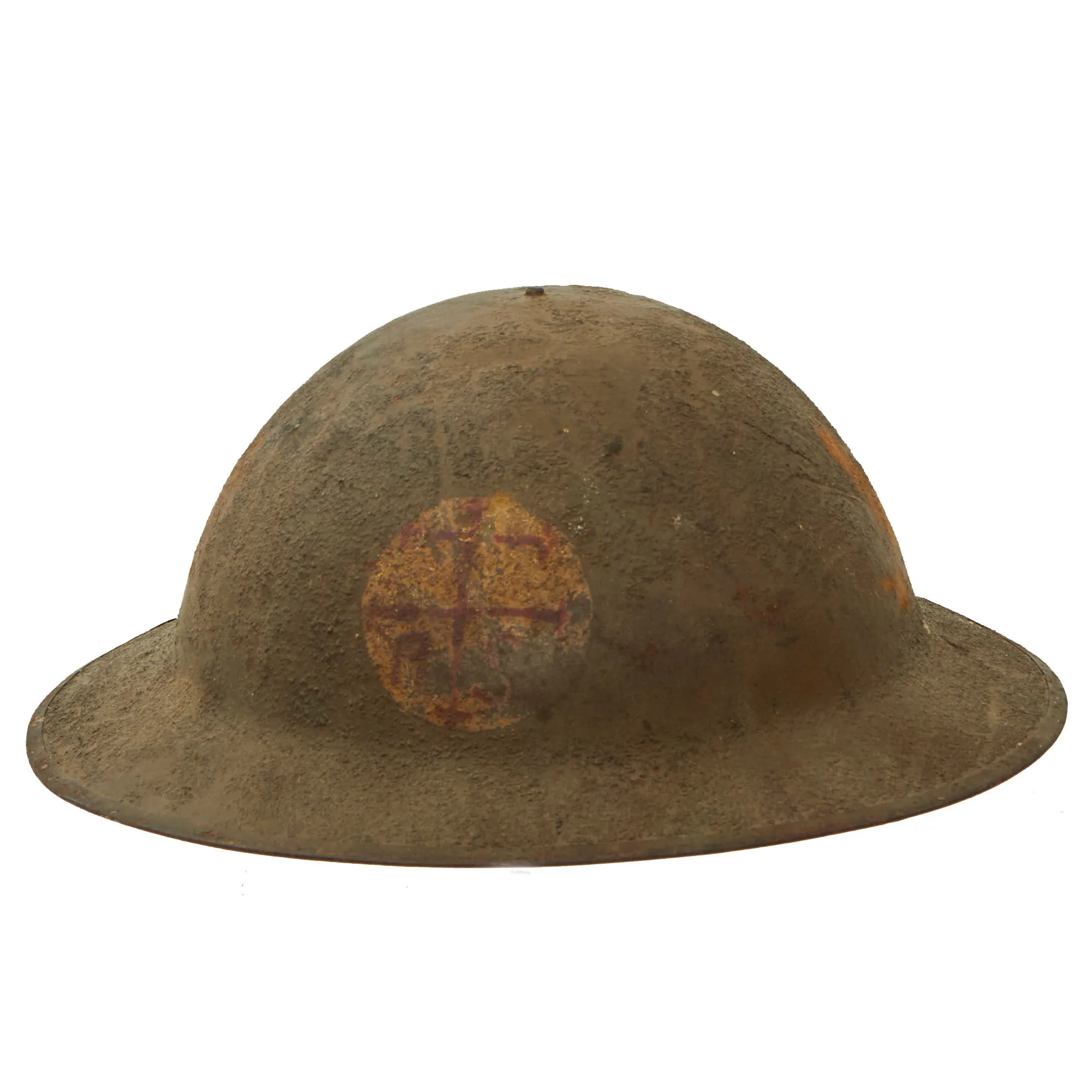 Original U.S. WWI Advance Sector Painted British Made M1917 Doughboy Helmet by Miris Steel Co Ltd of London