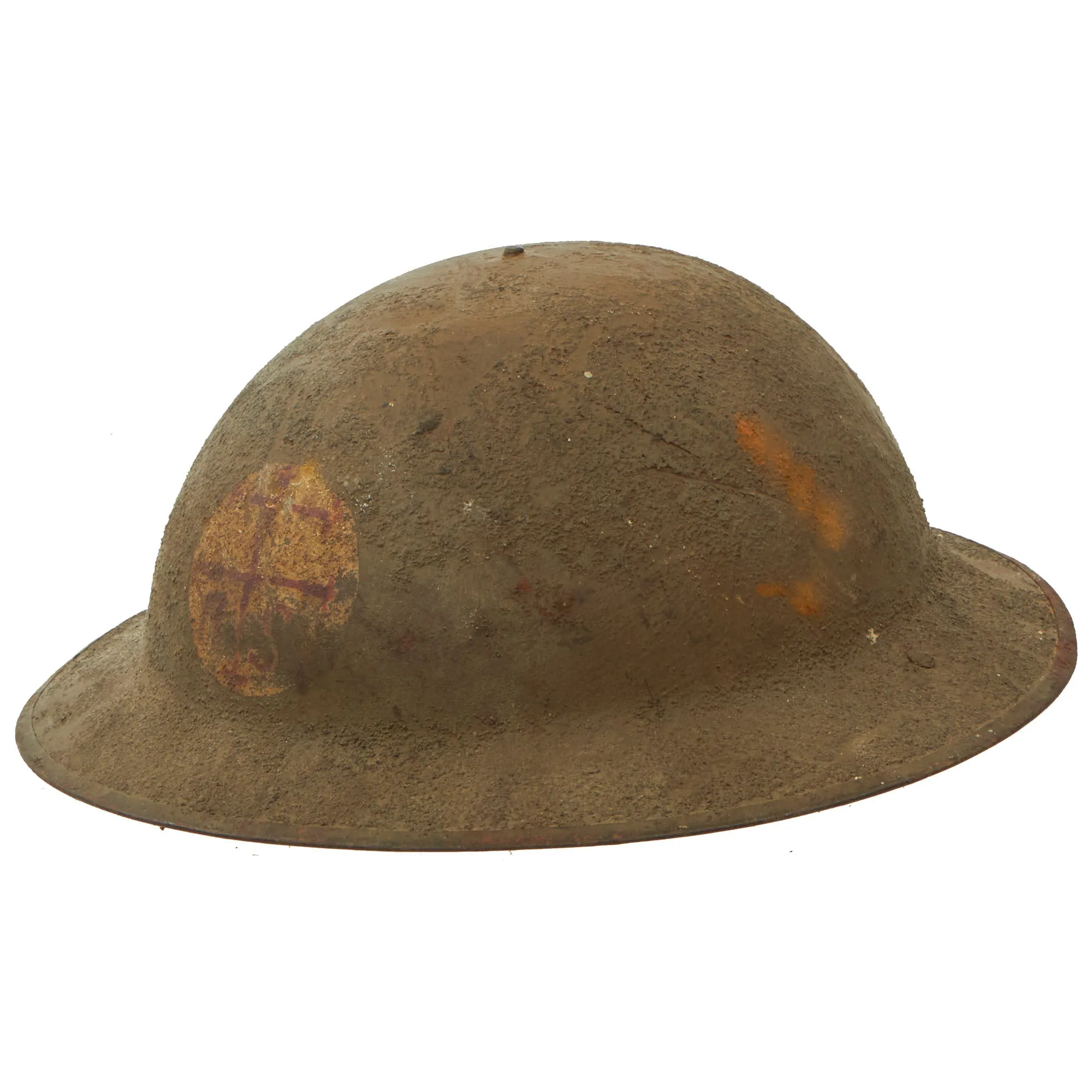 Original U.S. WWI Advance Sector Painted British Made M1917 Doughboy Helmet by Miris Steel Co Ltd of London