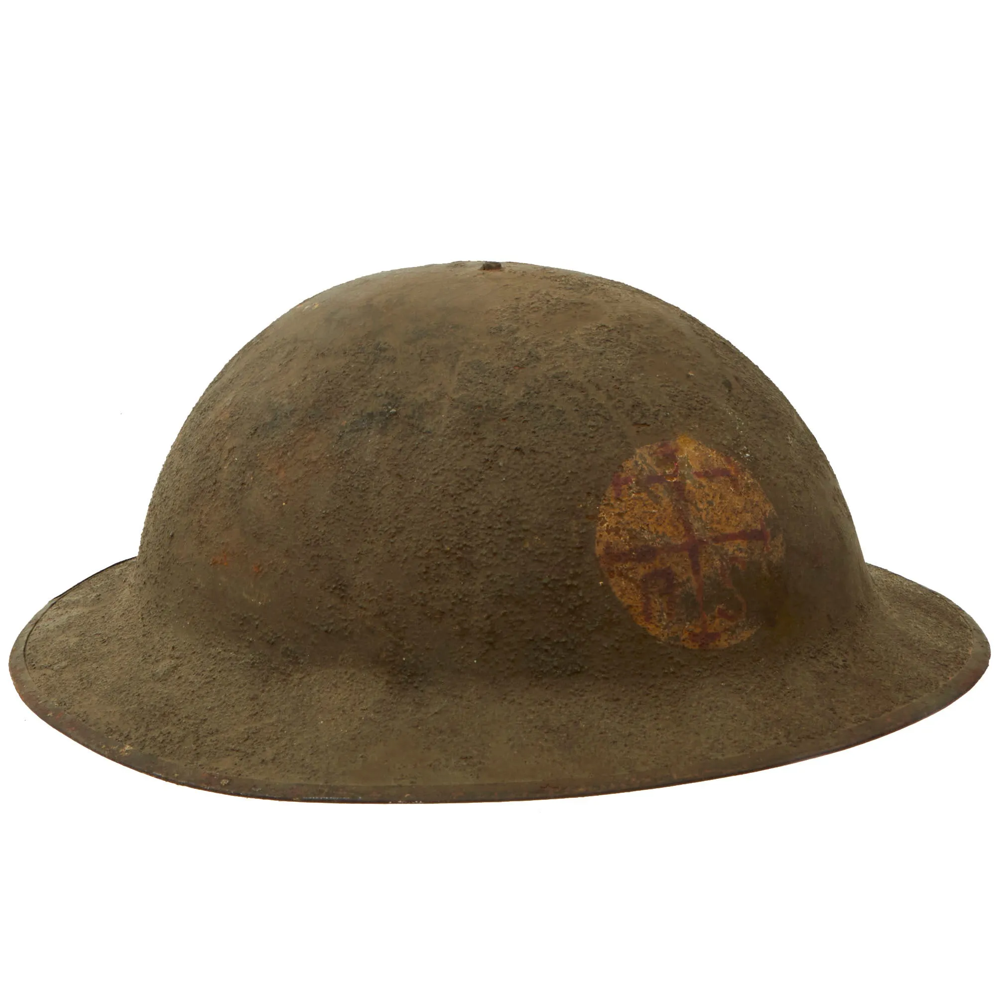 Original U.S. WWI Advance Sector Painted British Made M1917 Doughboy Helmet by Miris Steel Co Ltd of London