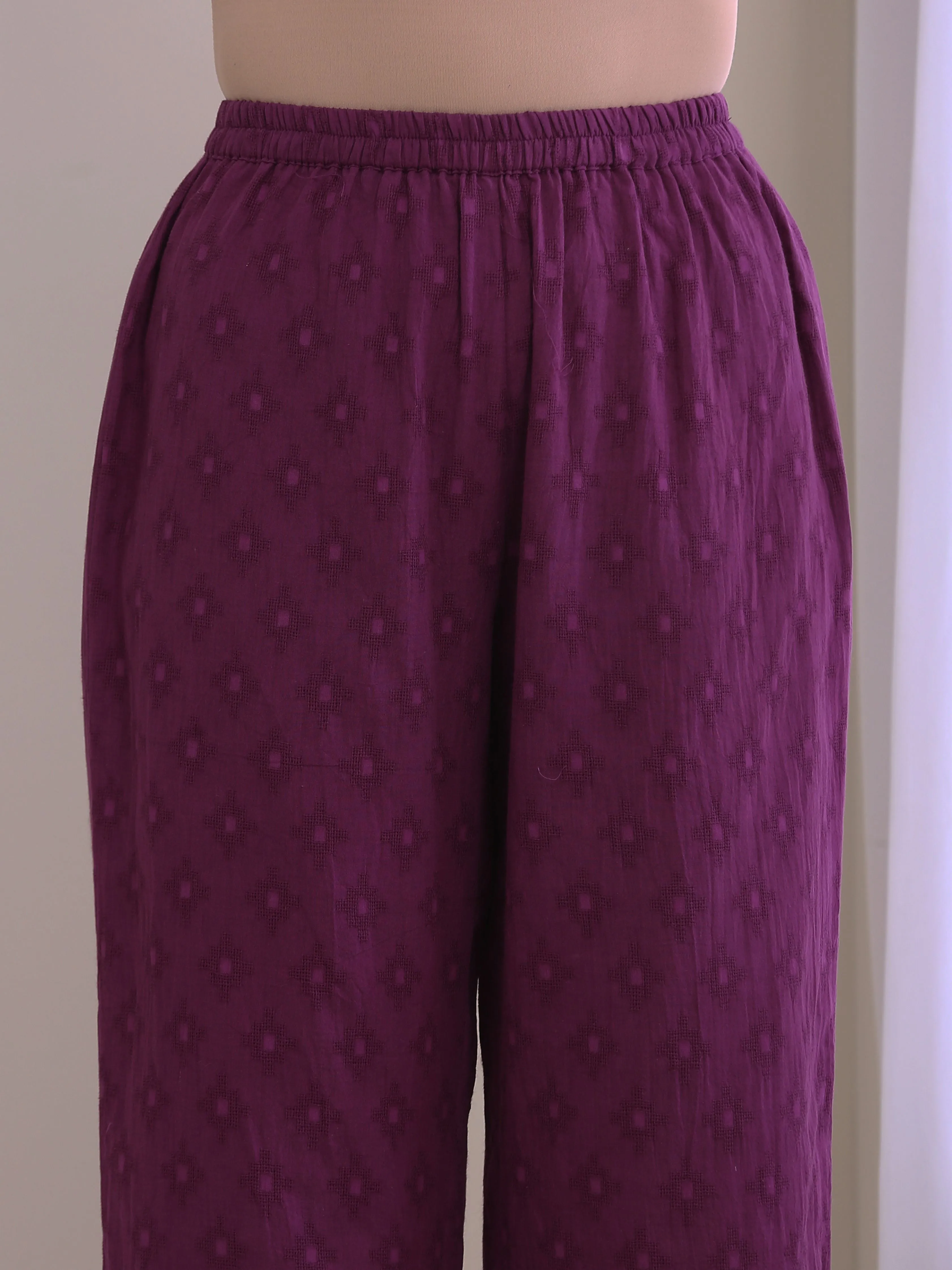 Plum Purple Dobby Gathers Co-Ord Set