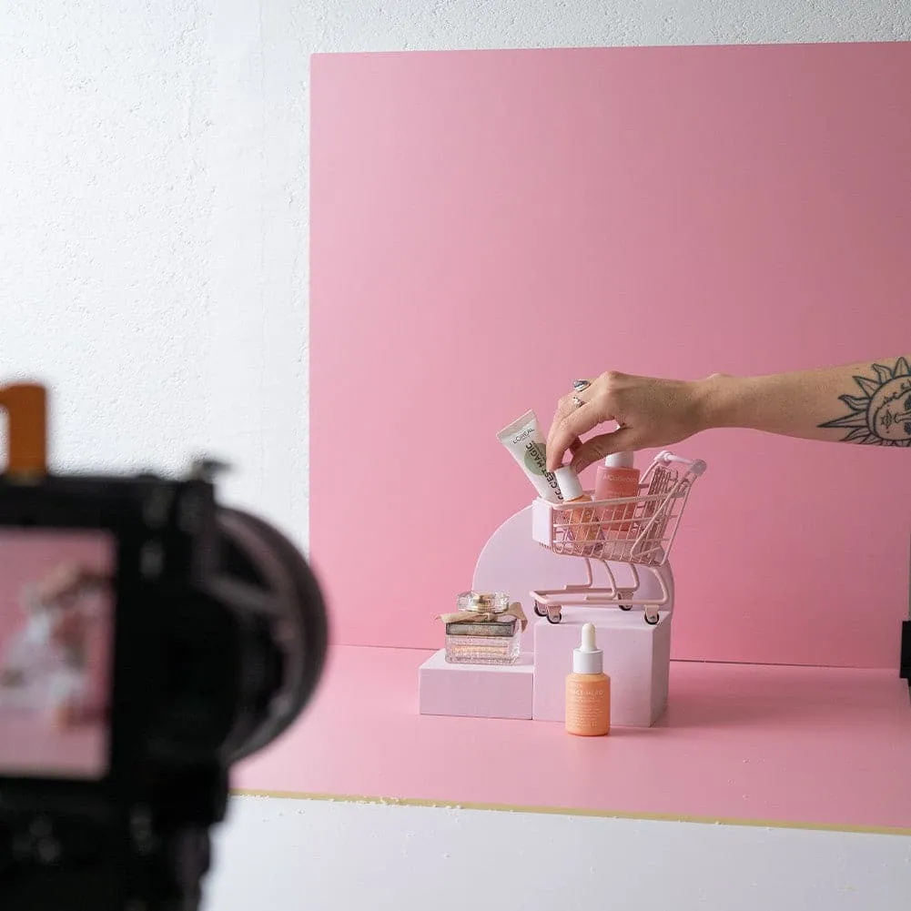 ProBoards Flat Lay Photography Rigid White Pink Backdrop - Fairy Floss (60cm x 60cm)