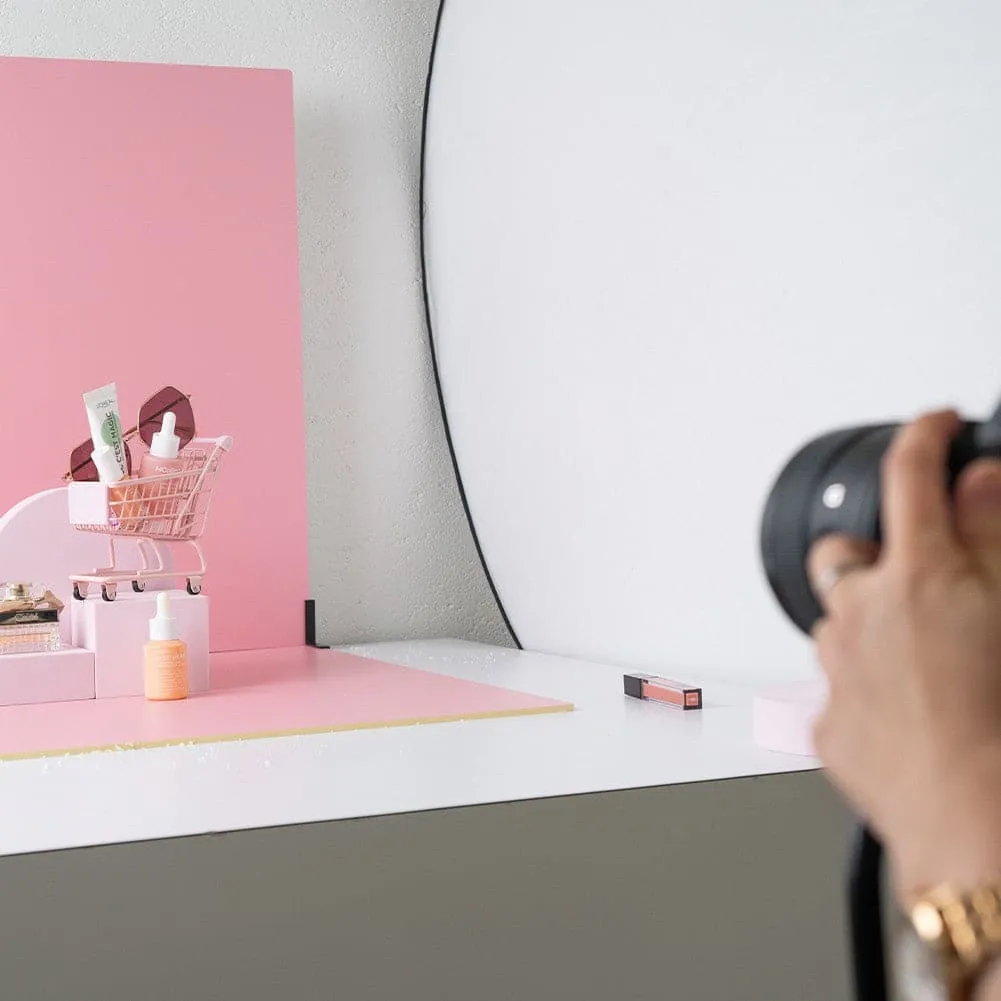 ProBoards Flat Lay Photography Rigid White Pink Backdrop - Fairy Floss (60cm x 60cm)