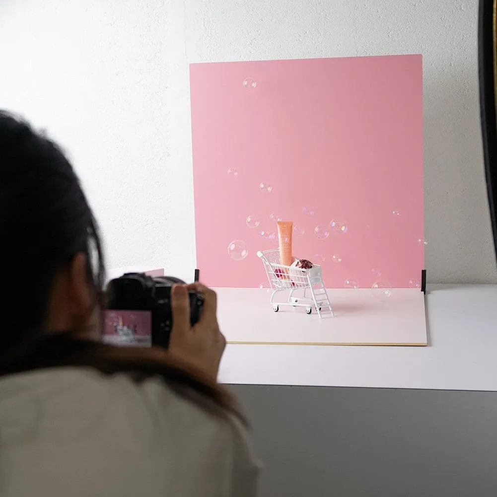 ProBoards Flat Lay Photography Rigid White Pink Backdrop - Fairy Floss (60cm x 60cm)