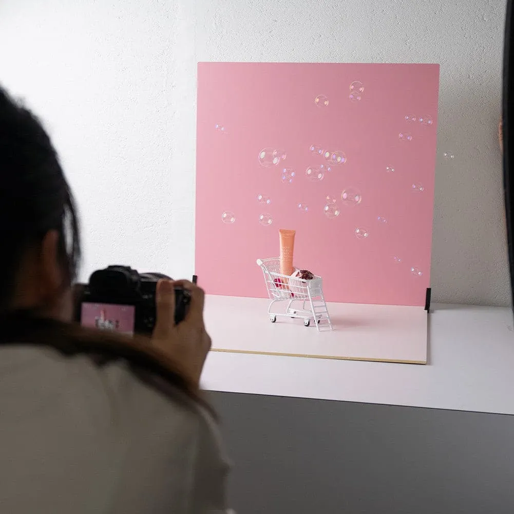 ProBoards Flat Lay Photography Rigid White Pink Backdrop - Fairy Floss (60cm x 60cm)