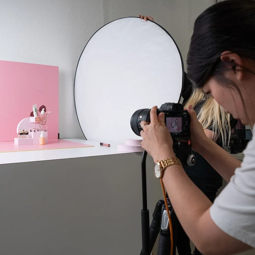 ProBoards Flat Lay Photography Rigid White Pink Backdrop - Fairy Floss (60cm x 60cm)