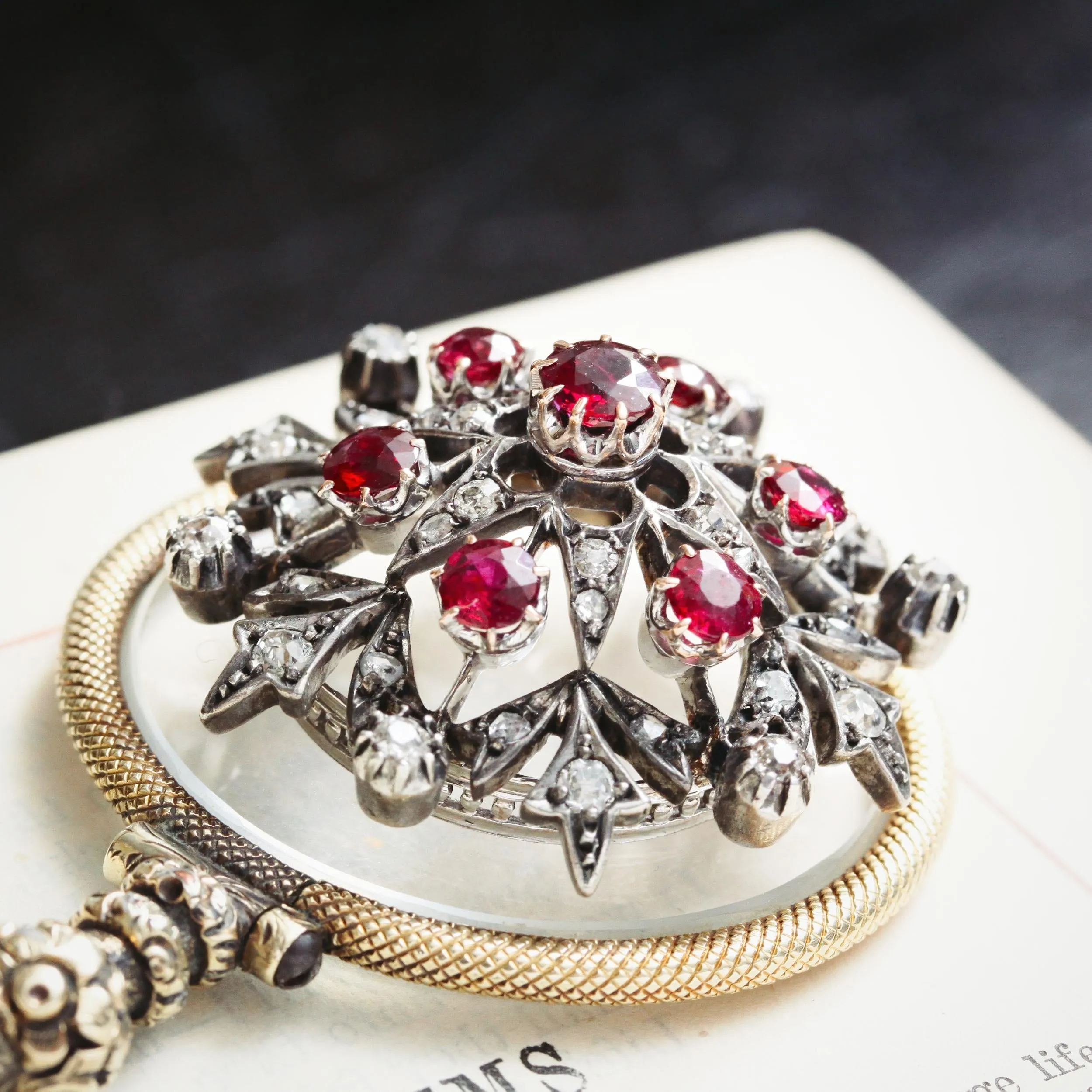 Ravishing Antique Victorian Ruby & Diamond Star