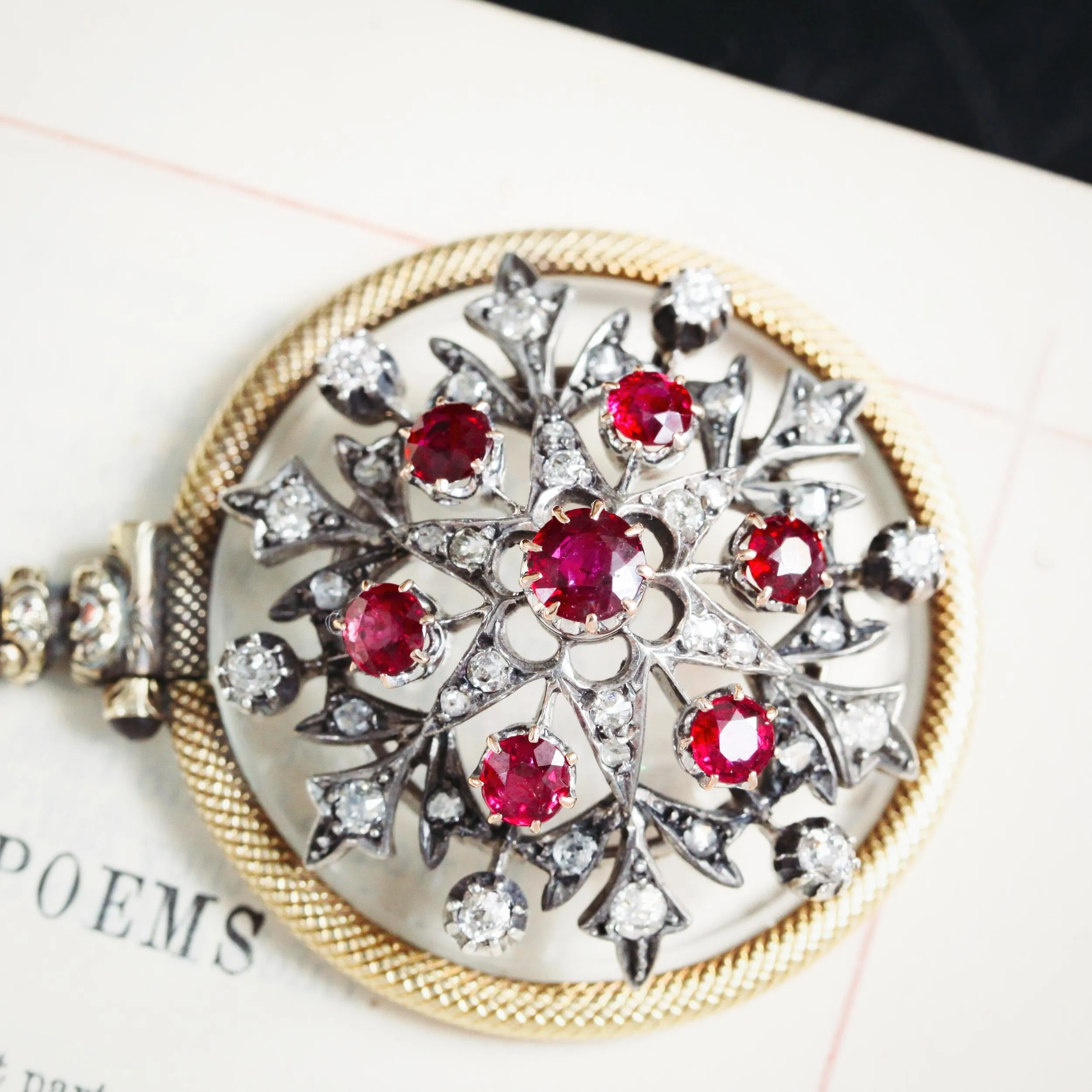 Ravishing Antique Victorian Ruby & Diamond Star