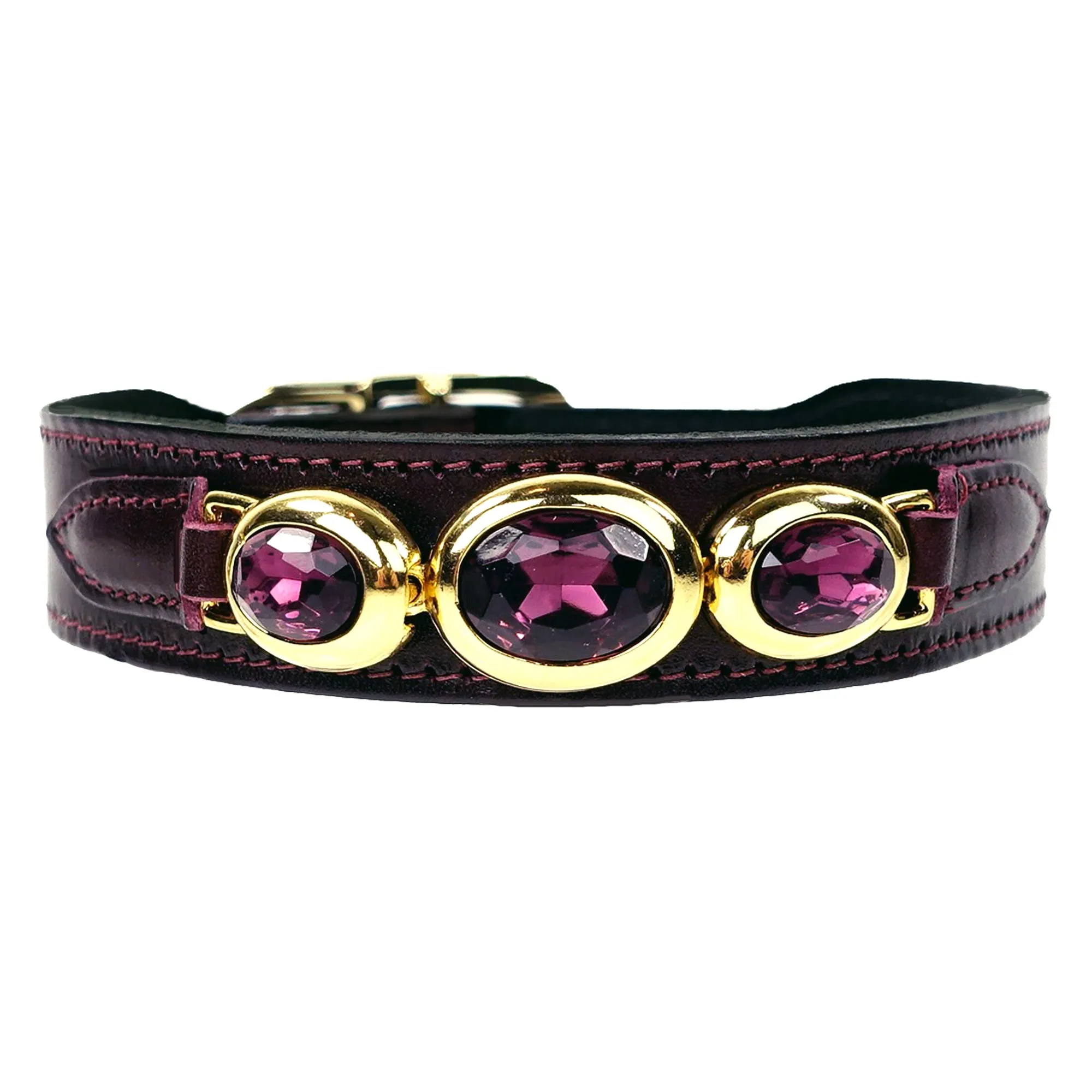 Regency Dog Collar in Burgundy & Gold