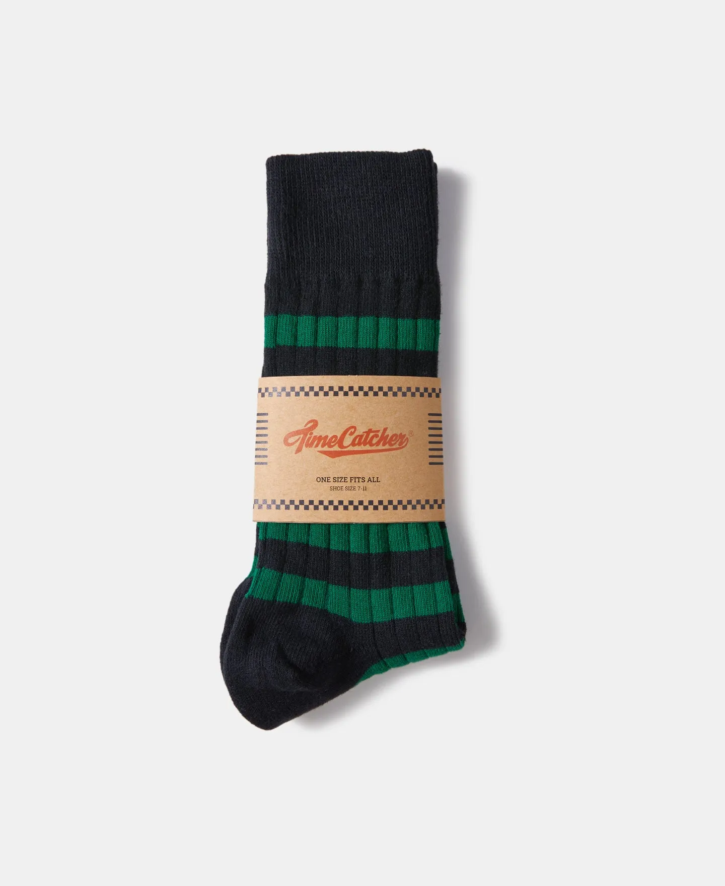 Retro Striped Cotton Socks - Black/Green