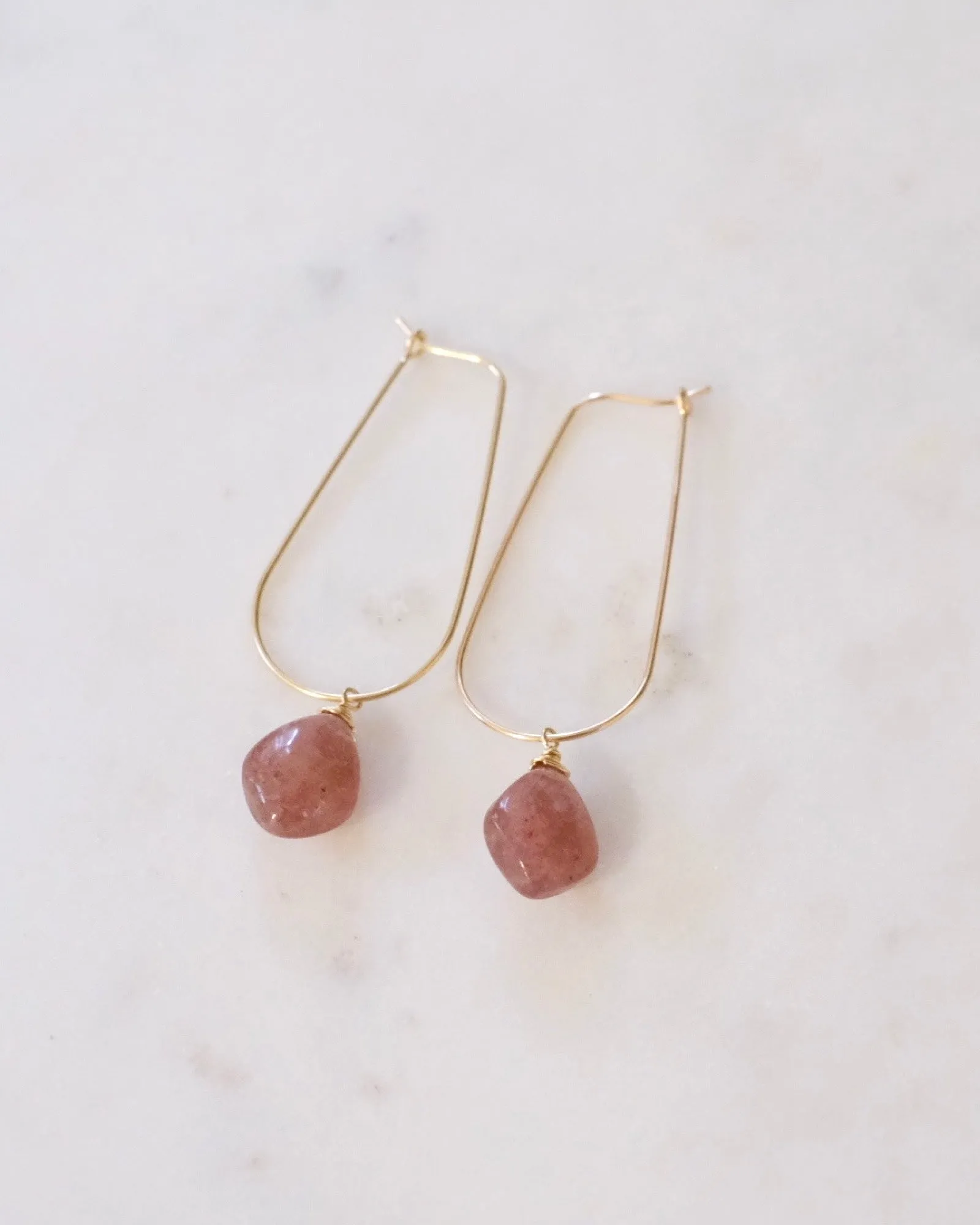 Strawberry quartz U hoops