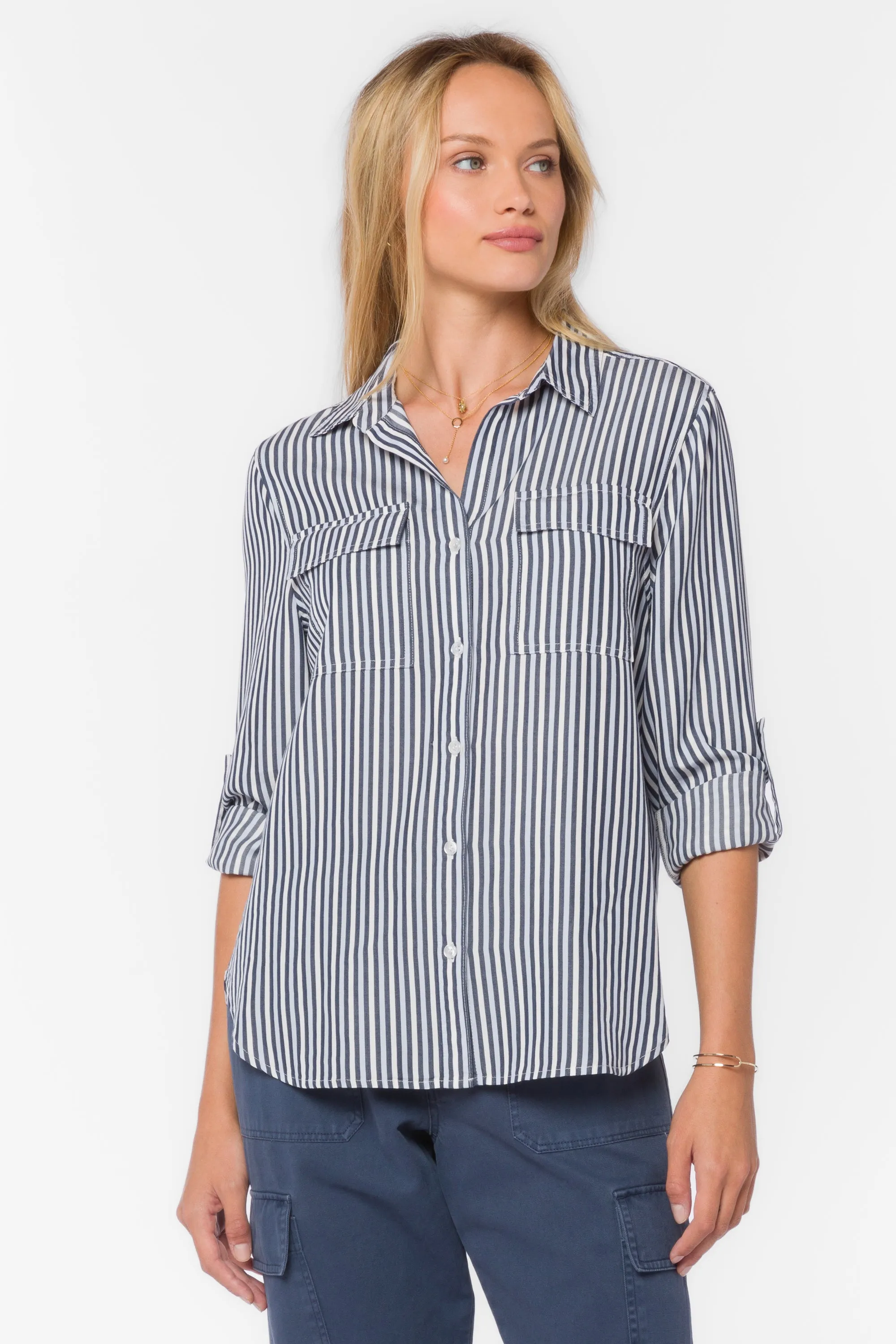 Talma French Navy Stripe Shirt