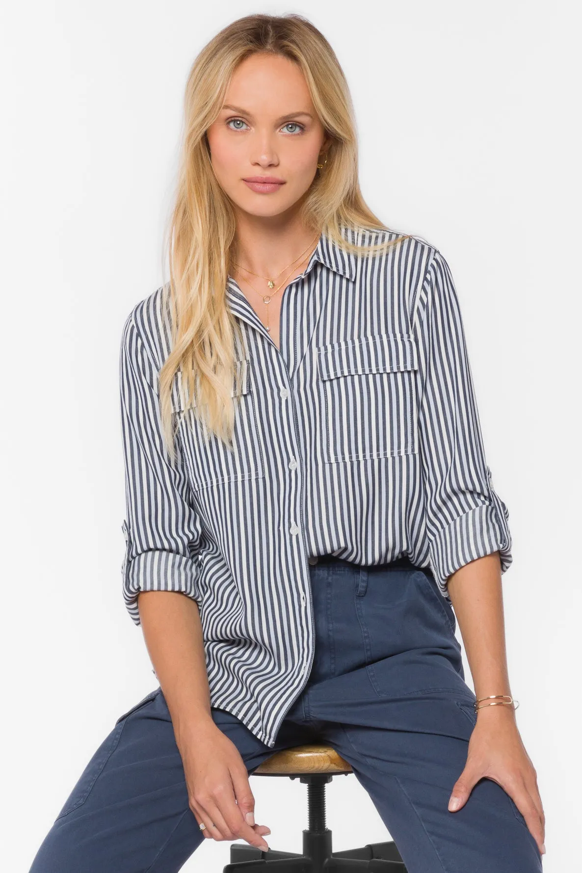 Talma French Navy Stripe Shirt