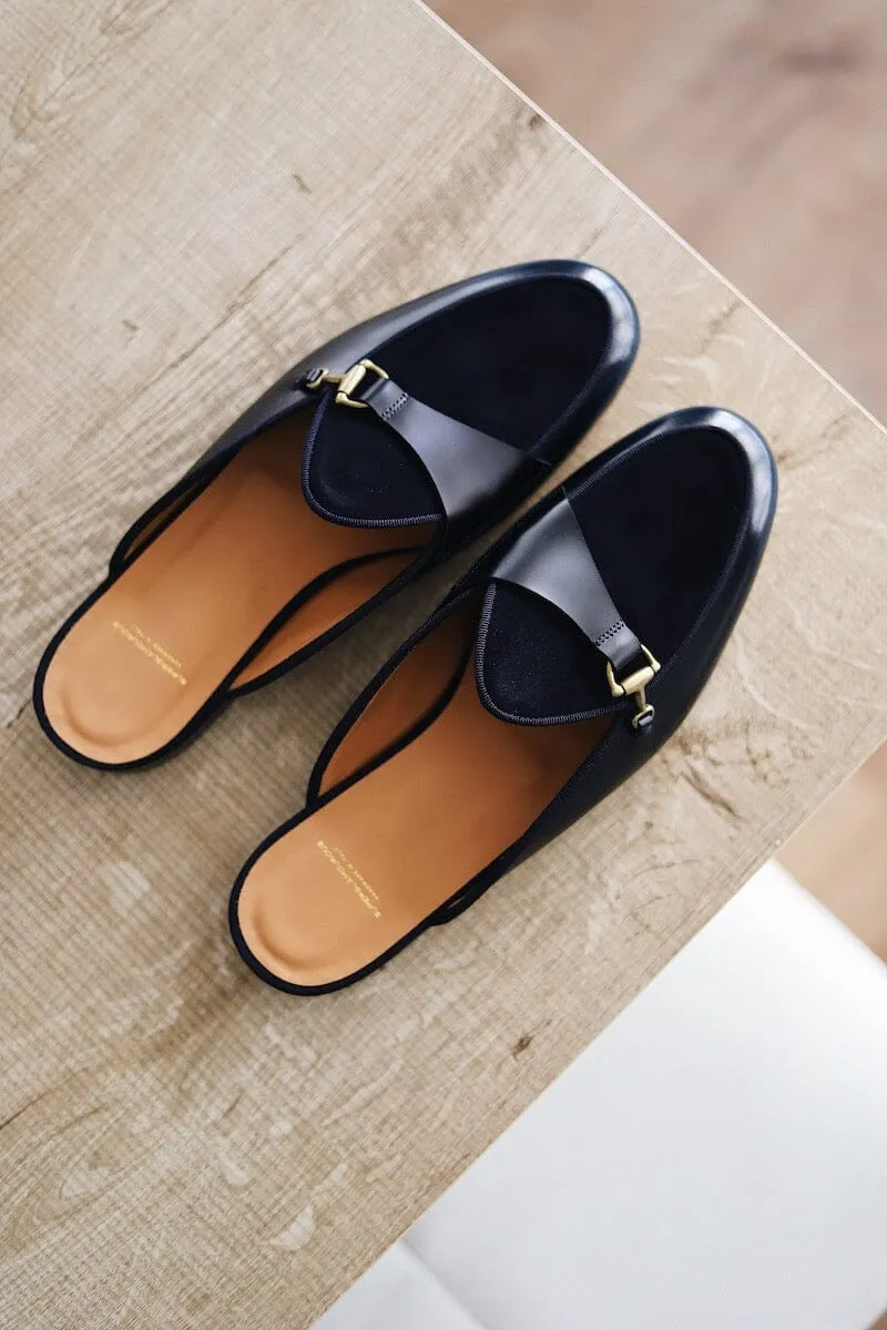 TANGERINE 12 CORDOVAN NAVY MULES