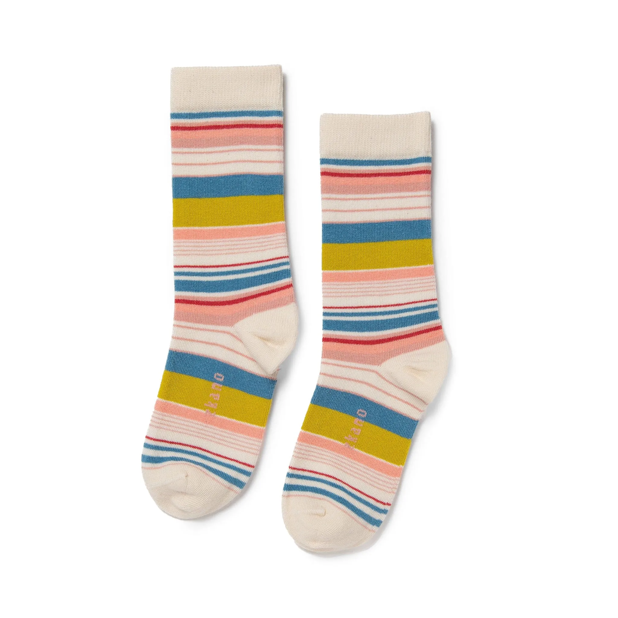 Variegated Stripe - Organic Cotton Crew Socks - Natural