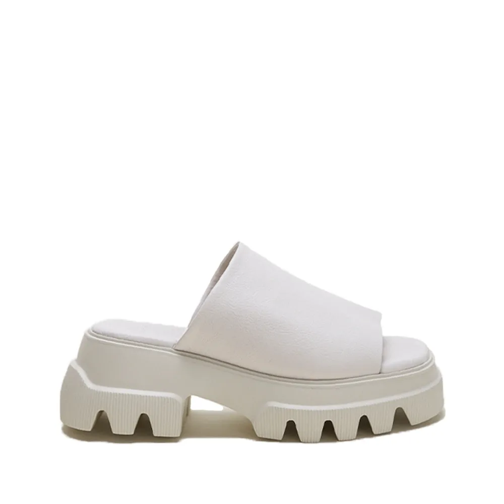 Vitello Eggshell Chunky Slides Sandals