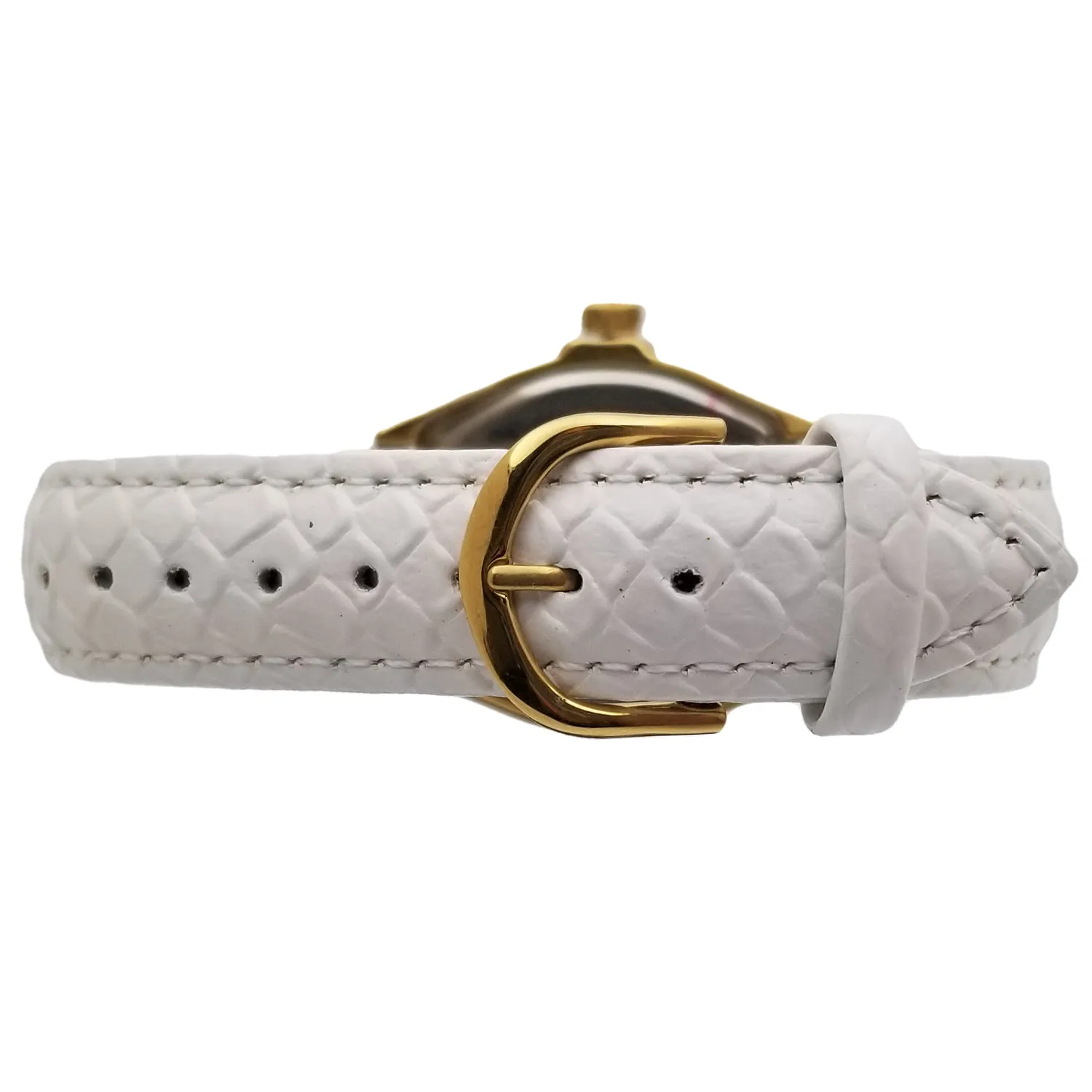 Women's 36mm White Watch Barrel Shaped Tank Case Leather Strap