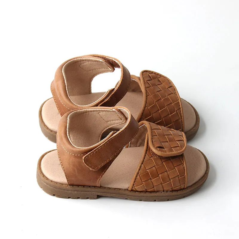 Woven Hard Sole Sandal Walnut