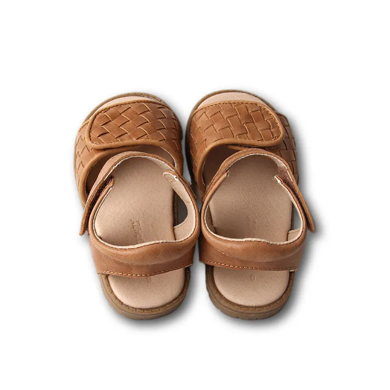 Woven Hard Sole Sandal Walnut