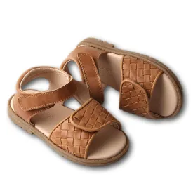 Woven Hard Sole Sandal Walnut