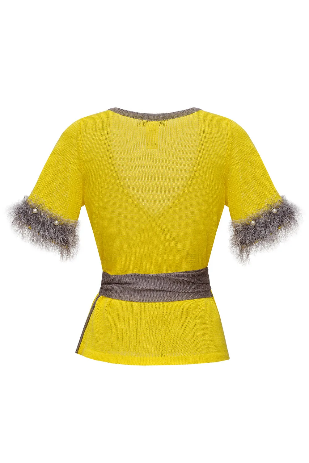 Yellow Cross-Front Knit Top